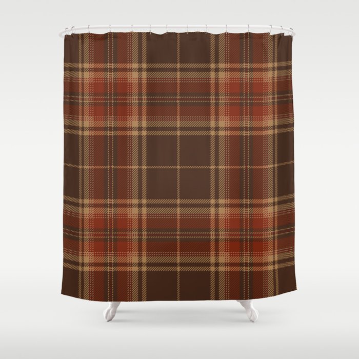 Vintage Brown Tartan Plaid Scottish Pattern Shower Curtain Gallery Image 1