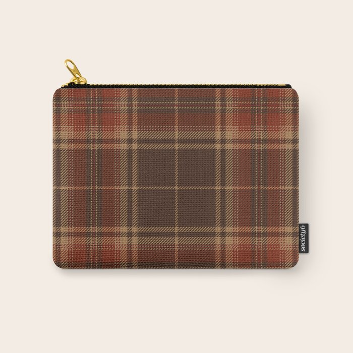 Vintage Brown Tartan Plaid Scottish Pattern Carry All Pouch Gallery Image 1