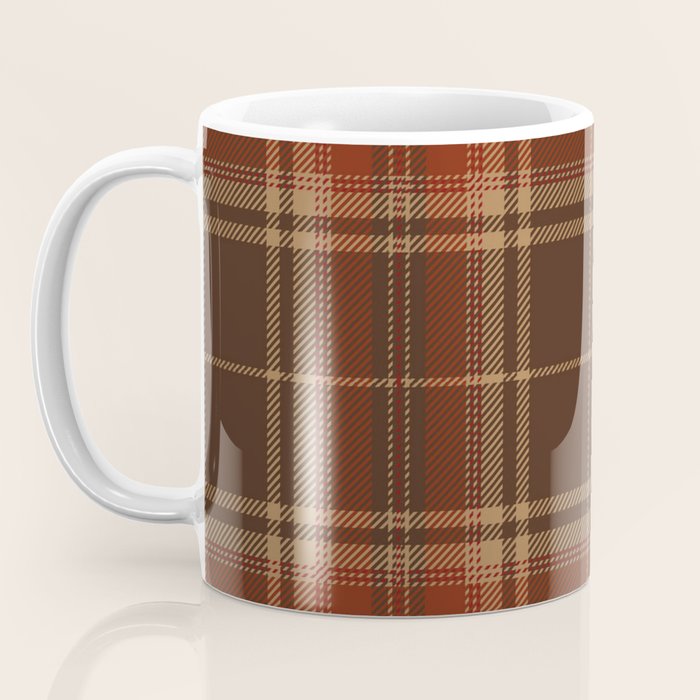 Vintage Brown Tartan Plaid Scottish Pattern Coffee Mug Gallery Image 3