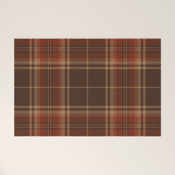 Vintage Brown Tartan Plaid Scottish Pattern Welcome Mat Gallery Image 1