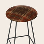 Vintage Brown Tartan Plaid Scottish Pattern Stool Gallery Image 2