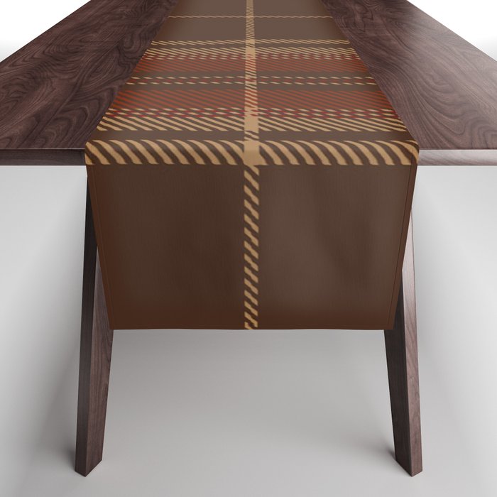 Vintage Brown Tartan Plaid Scottish Pattern Table Runner Gallery Image 1