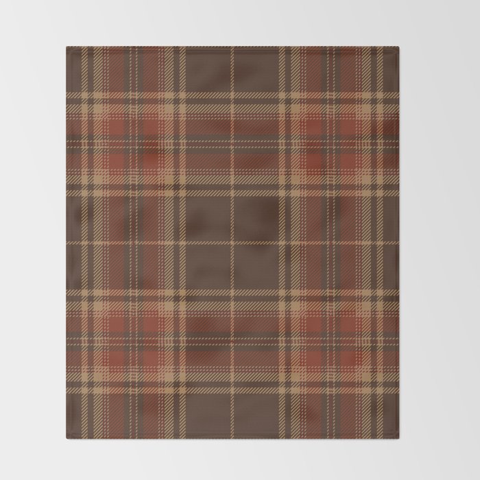 Vintage Brown Tartan Plaid Scottish Pattern Throw Blanket Gallery Image 2