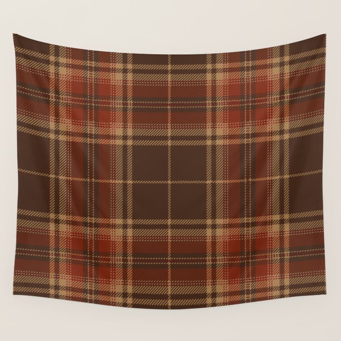 Vintage Brown Tartan Plaid Scottish Pattern Wall Tapestry