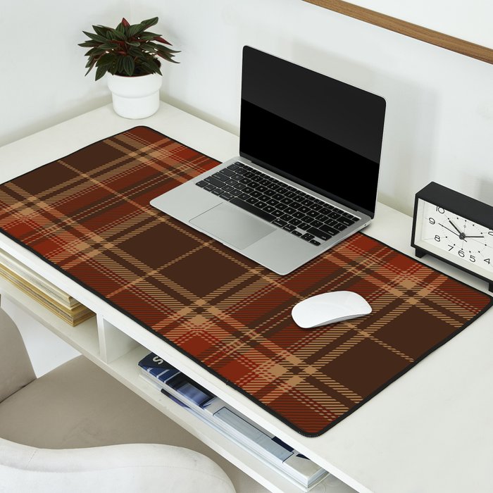 Vintage Brown Tartan Plaid Scottish Pattern Desk Mat Gallery Image 2
