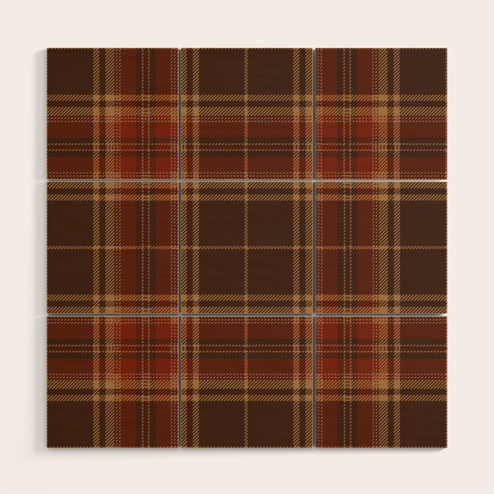 Vintage Brown Tartan Plaid Scottish Pattern Wood Wall Art Gallery Image 1