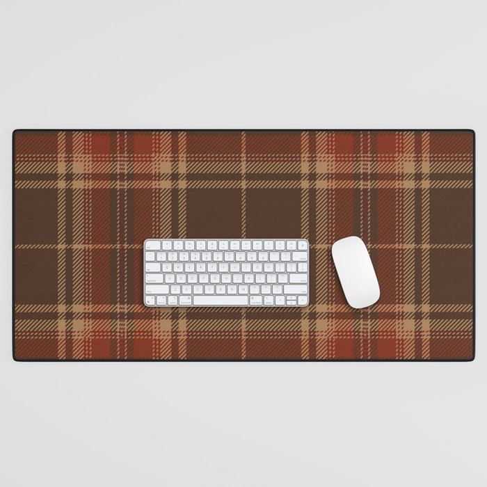 Vintage Brown Tartan Plaid Scottish Pattern Desk Mat Gallery Image 1