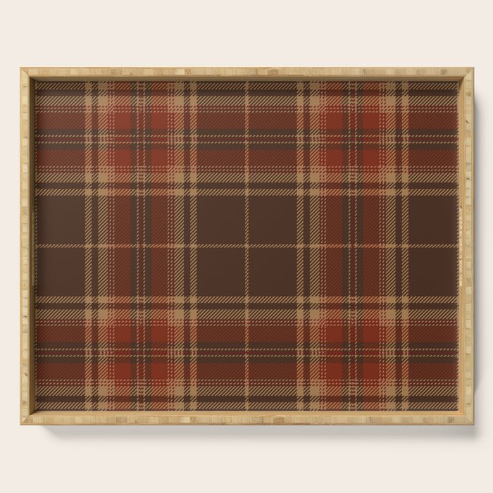 Vintage Brown Tartan Plaid Scottish Pattern Serving Tray Gallery Image 1
