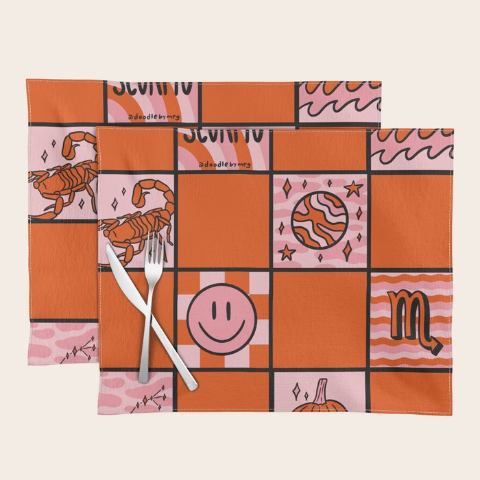 Scorpio Checkered Print Placemat Gallery Image 1