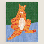 Chill Cat in Orange & Green Jigsaw Puzzle Gallery Image 1
