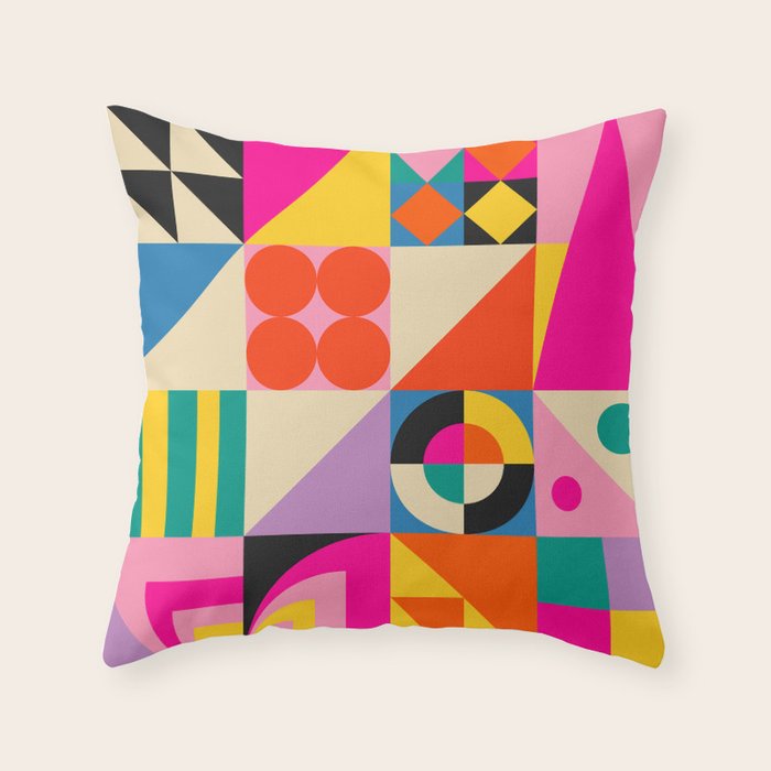Happy Geometric Combo Throw Pillow Gallery Image 1