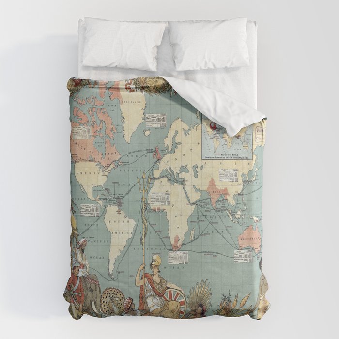 Vintage British Empire World Map (1886) Duvet Cover Gallery Image 6