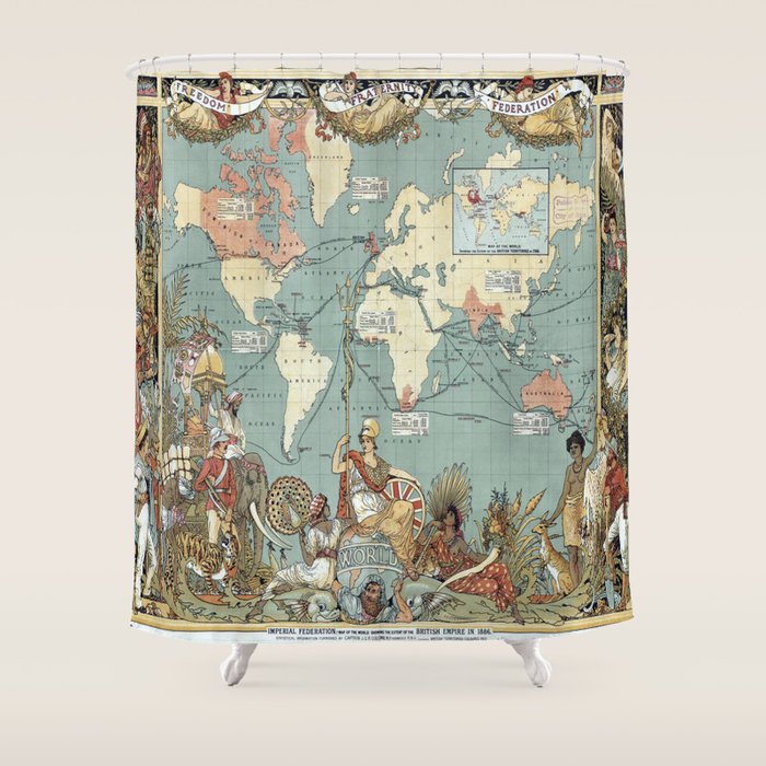Vintage British Empire World Map (1886) Shower Curtain Gallery Image 1