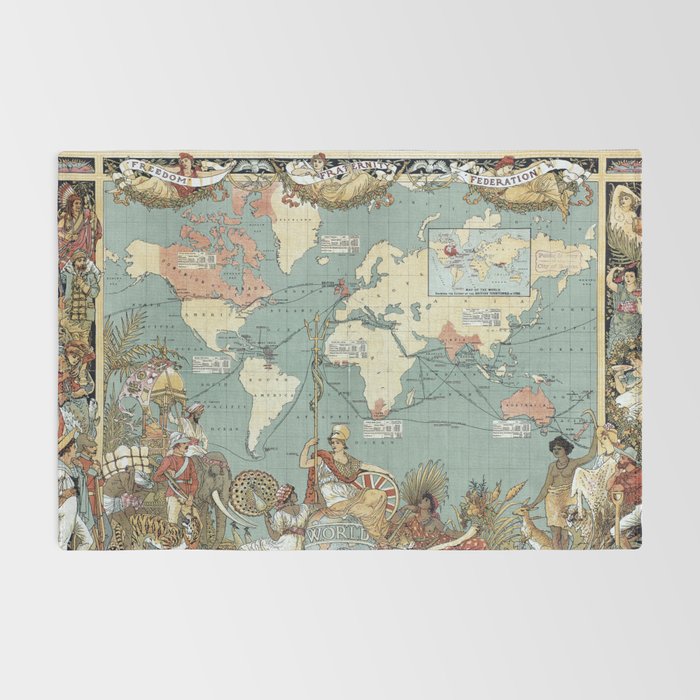 Vintage British Empire World Map (1886) Rug Gallery Image 2