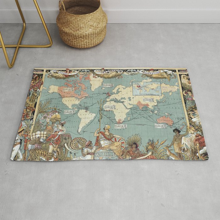 Vintage British Empire World Map (1886) Rug Gallery Image 1