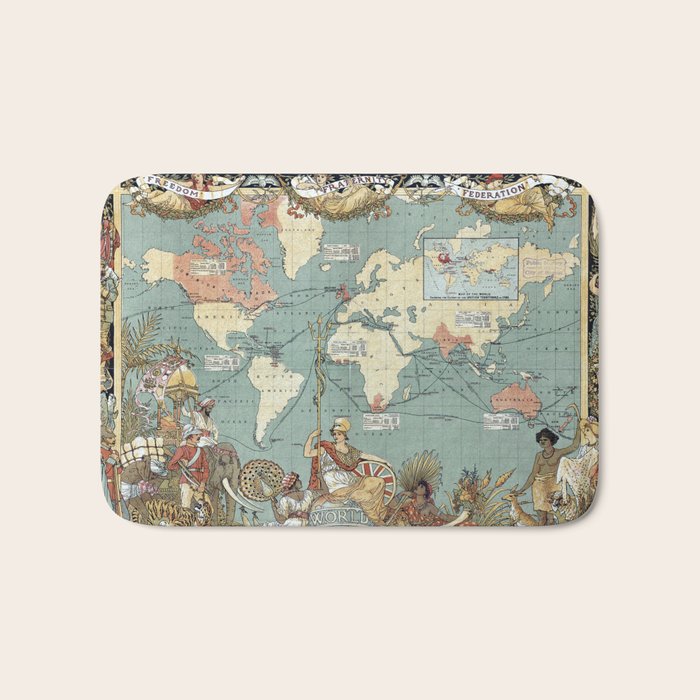 Vintage British Empire World Map (1886) Bath Mat Gallery Image 1