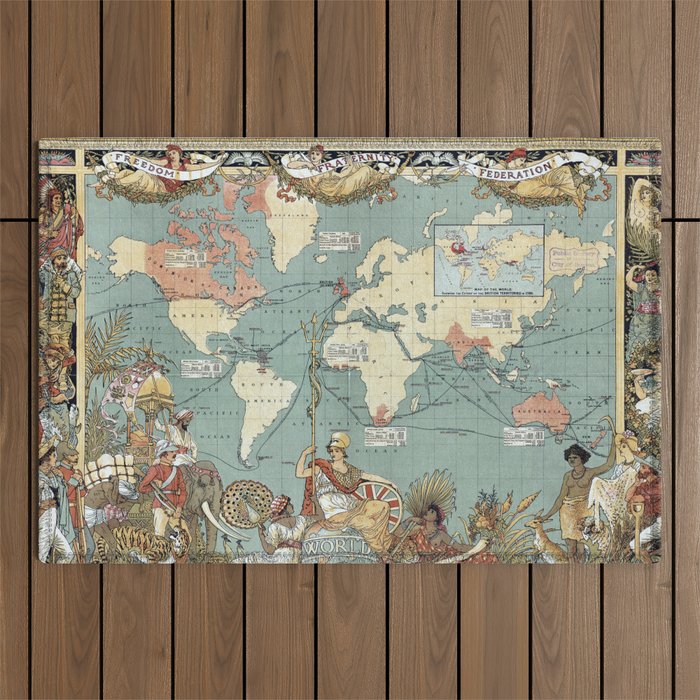 Vintage British Empire World Map (1886) Outdoor Rug Gallery Image 1