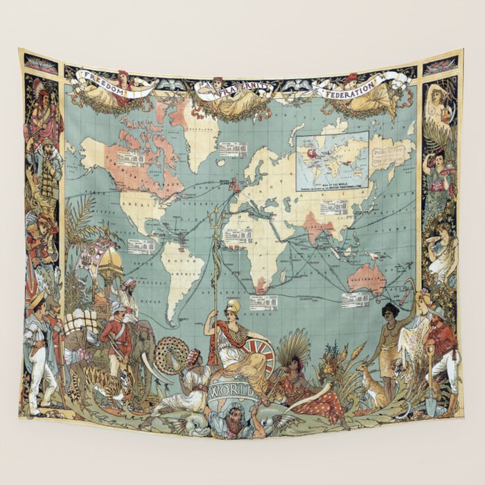 Vintage British Empire World Map (1886) Wall Tapestry Gallery Image 4
