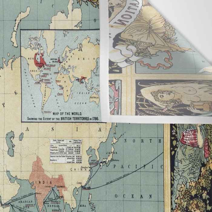 Vintage British Empire World Map (1886) Wall Tapestry Gallery Image 3