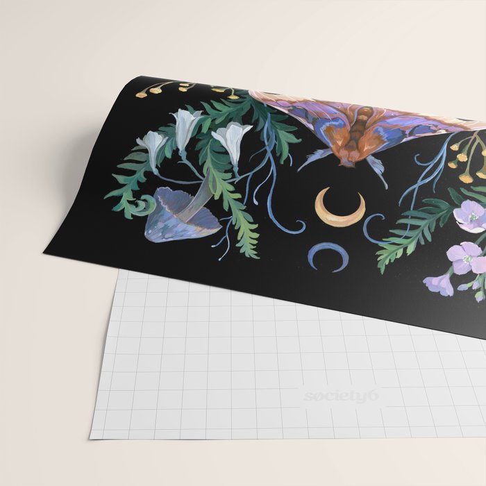 Sphinx Moth Moon Garden Wrapping Paper Gallery Image 2