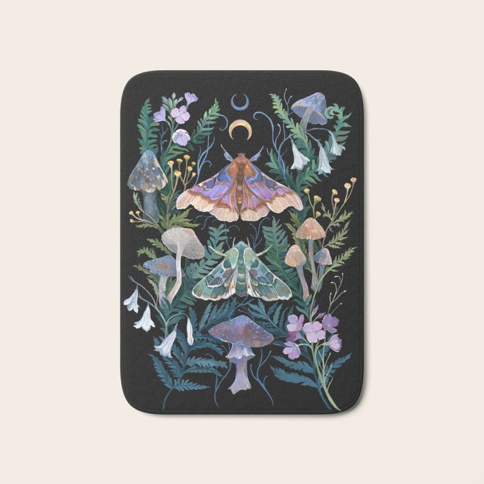 Sphinx Moth Moon Garden Bath Mat Gallery Image 1