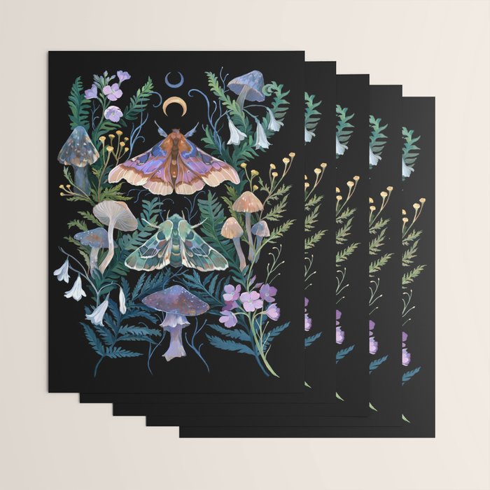 Sphinx Moth Moon Garden Wrapping Paper Gallery Image 3