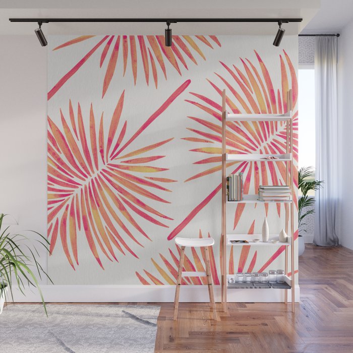 Tropical Fan Palm - Pink Palette Wall Mural Gallery Image 1