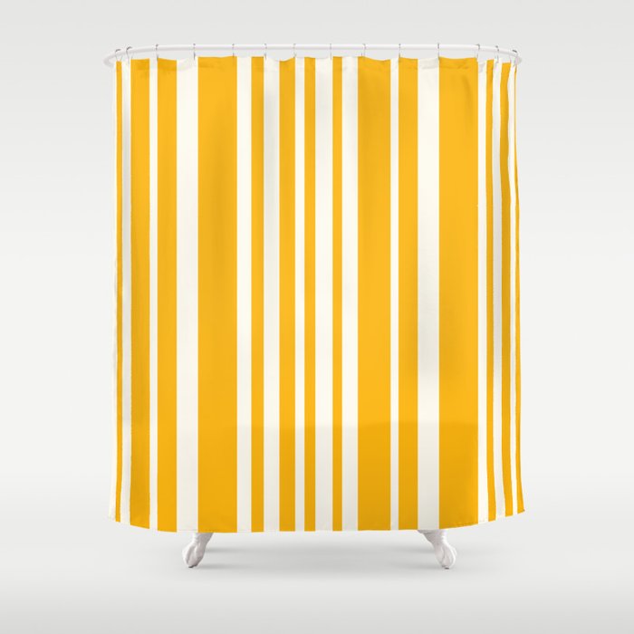 Classic Stripes XLV - Golden Yellow Shower Curtain Gallery Image 1