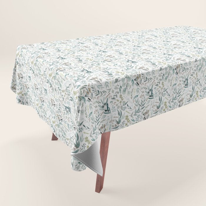 Botanical Eucalyptus Leaves Pattern Tablecloth Gallery Image 1