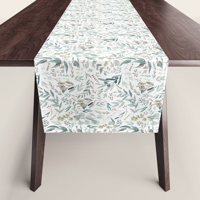 Botanical Eucalyptus Leaves Pattern Table Runner Gallery Image 1
