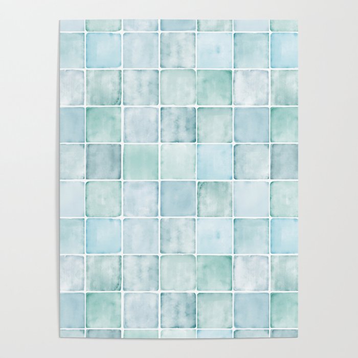 Sea Glass Tiles Watercolor Poster Gallery Image 4
