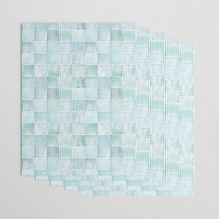 Sea Glass Tiles Watercolor Wrapping Paper Gallery Image 3