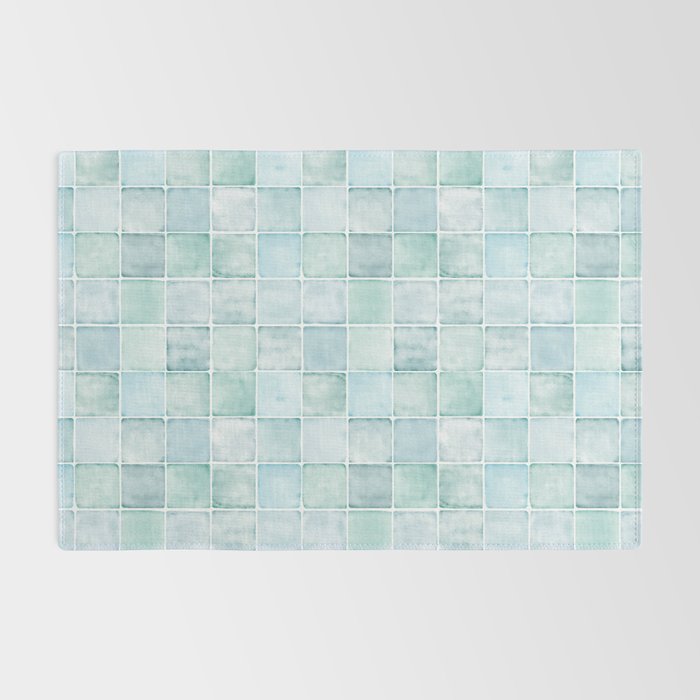 Sea Glass Tiles Watercolor Rug Gallery Image 2