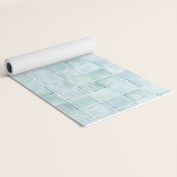 Sea Glass Tiles Watercolor Yoga Mat Gallery Image 2