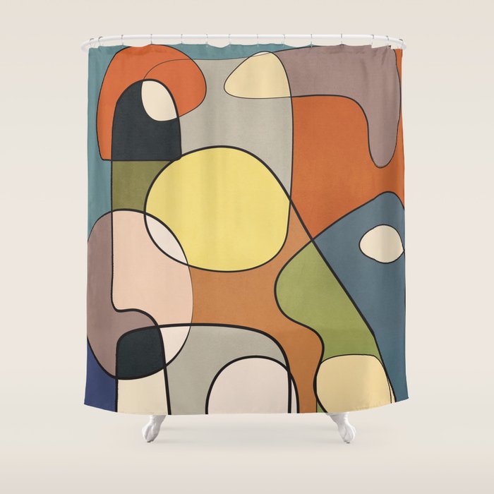 Abstract Line Art 08 Shower Curtain Gallery Image 1