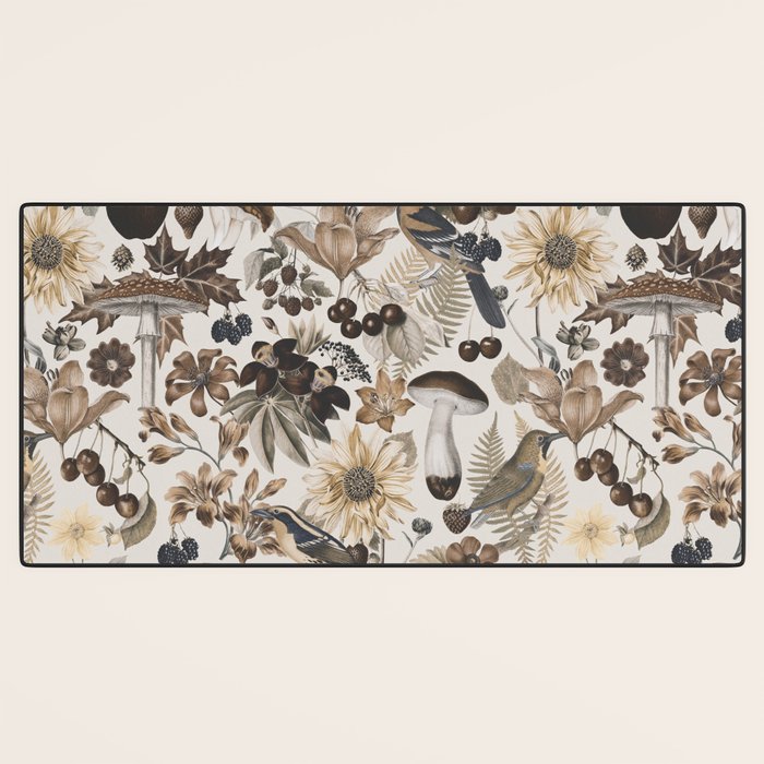 Autumn Garden With Birds In Warm Fall Colors Desk Mat Gallery Image 3