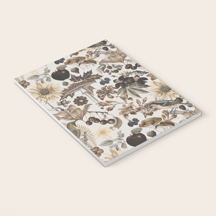 Autumn Garden With Birds In Warm Fall Colors Notebook Gallery Image 3