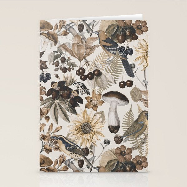 Autumn Garden With Birds In Warm Fall Colors Stationery Card Gallery Image 2