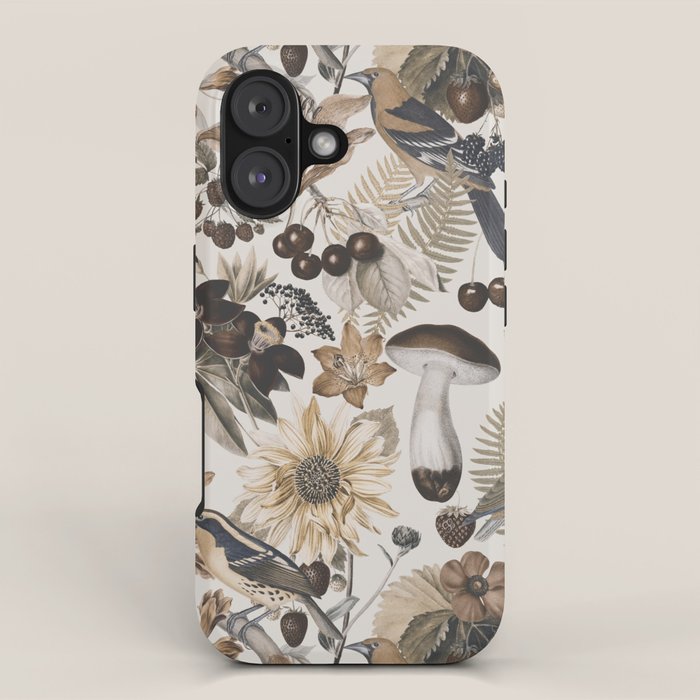 Autumn Garden With Birds In Warm Fall Colors iPhone Case Gallery Image 1