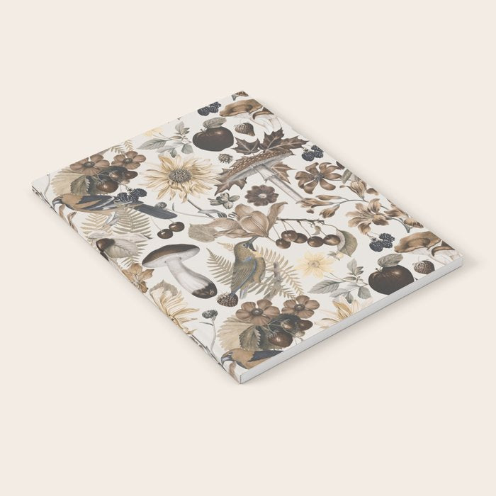 Autumn Garden With Birds In Warm Fall Colors Notebook Gallery Image 1