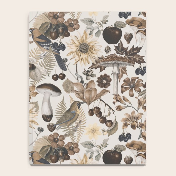 Autumn Garden With Birds In Warm Fall Colors Notebook Gallery Image 4