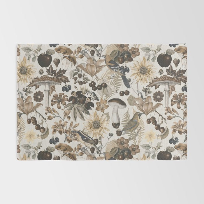 Autumn Garden With Birds In Warm Fall Colors Rug Gallery Image 2