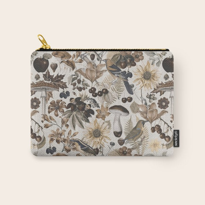 Autumn Garden With Birds In Warm Fall Colors Carry All Pouch Gallery Image 1