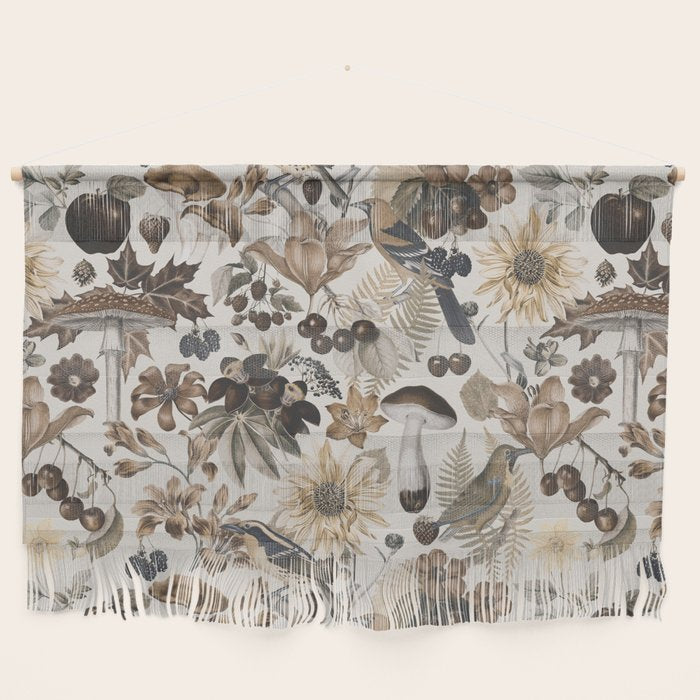Autumn Garden With Birds In Warm Fall Colors Wall Hanging Gallery Image 1