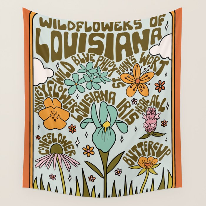 Louisiana Wildflowers Wall Tapestry Gallery Image 4