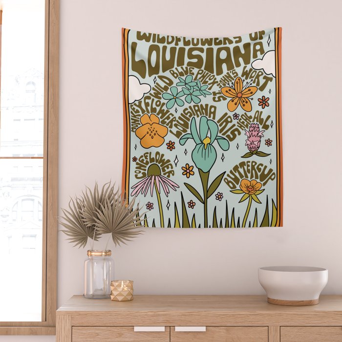 Louisiana Wildflowers Wall Tapestry Gallery Image 2