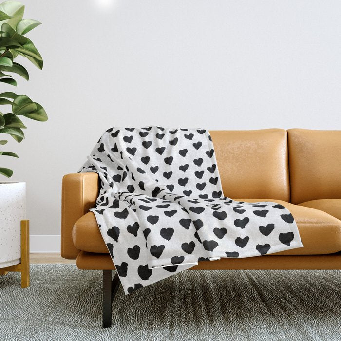 Black Heart Throw Blanket Gallery Image 1