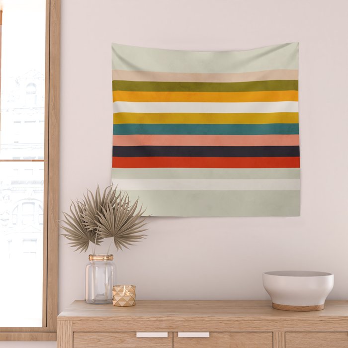 modern abstract stripe geometric Wall Tapestry Gallery Image 2