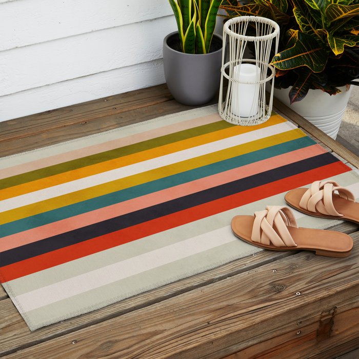 modern abstract stripe geometric Outdoor Rug Gallery Image 2