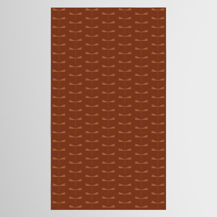 Dragonfly Pattern IV Brick Red Tablecloth Gallery Image 2